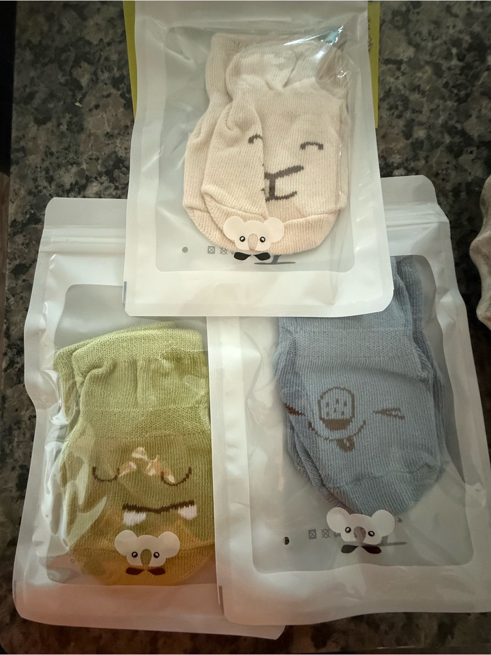 Kids Cute Animal Face No-Show Socks - 3 pairs(Cream, Green, Blue)